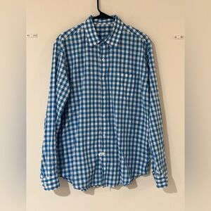 J Crew Men’s Lightweight Shirt Blue Check Long Sleeve Button Up Size L